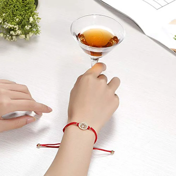 Jrêveinfini Lebensbaum Armband Damen Mädchen Kinder, Gold Silber 925, Stoff Glücksbringer Rot, personalisierte Geschenke für Frauen và Mädchen – Bild 4