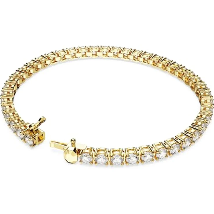 Swarovski Matrix Tennis Armband, Rundschliff, Weiß, Goldlegierungsschicht – Bild 4