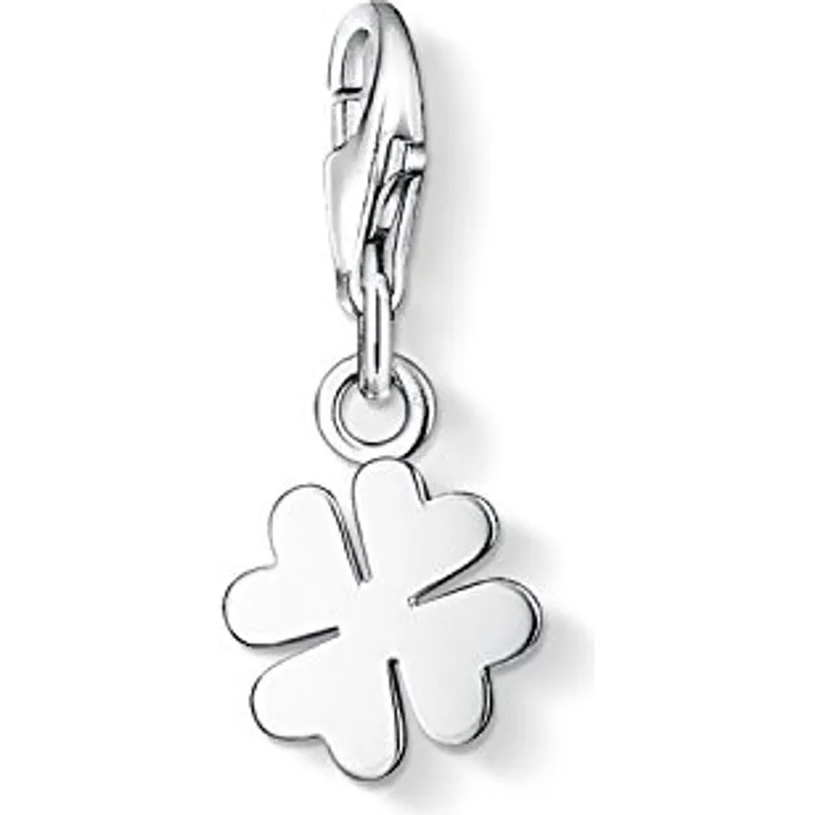 THOMAS SABO Charm-Einhänger Kleeblatt, eleganter Silberanhänger mit handveredeltem Design