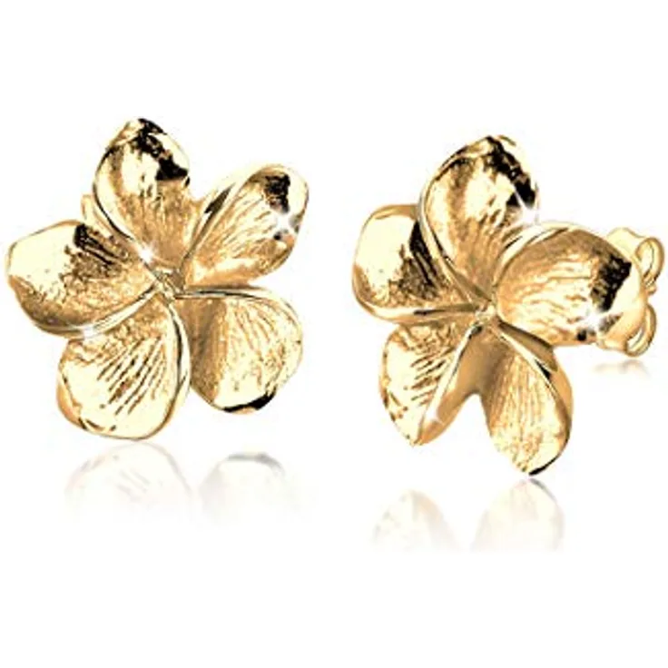 Elli Paar Ohrstecker Frangipani Blüte Filigran 925 Silber, eleganter Blumenschmuck für Damen
