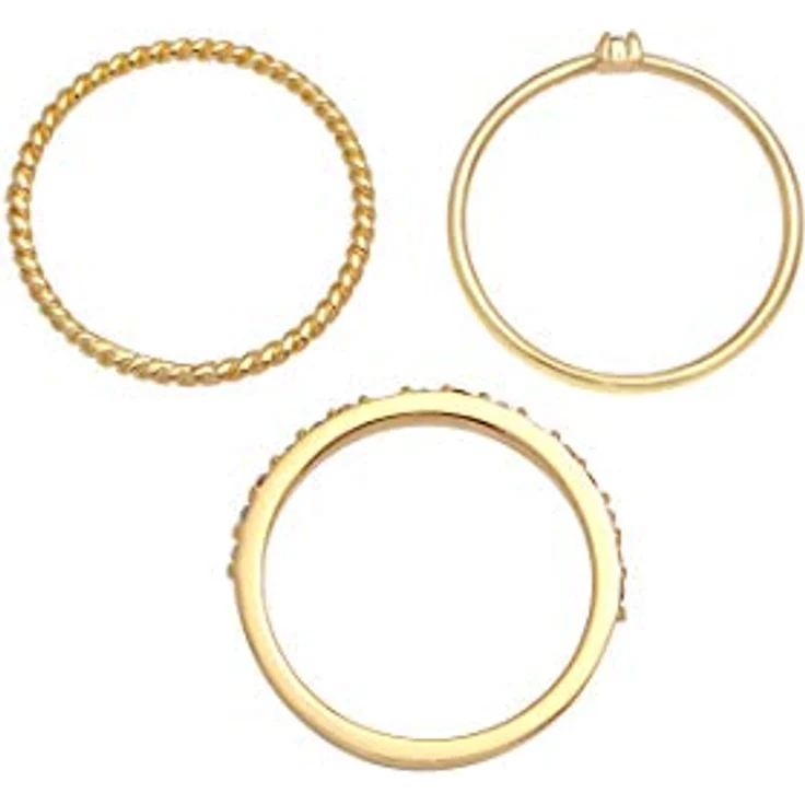 Elli Solitärring Ringset (3 tlg) 925 Silber mit Swarovski® Kristallen, handgefertigt, in verschiedenen Größen verfügbar – Bild 3