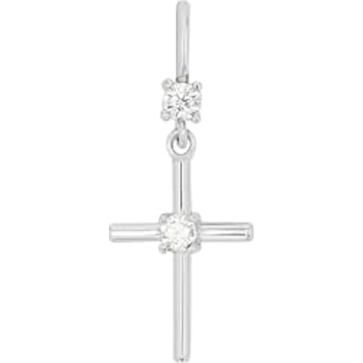 Amor Motivanhänger Kreuz, 925 Sterling Silber Damen Anhänger mit Zirkonia, 1,8 cm, Weiß, kommt in Schmuck Geschenk Box – Bild 1