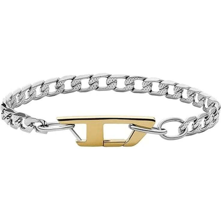 Diesel DX1338040, Herren-Armband aus Edelstahl, Silber, 180-195mm, 7mm, Karabinerverschluss – Bild 4