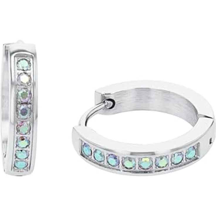 Amor Creolen Damen Ohrschmuck aus Edelstahl mit Zirkonia, 1,6 cm, Silber, in Schmuck Geschenk Box, 2036467 – Bild 1