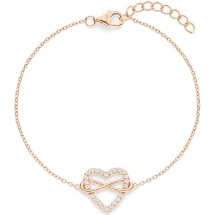 s.Oliver Bracelet - Elegantes Armband aus 925er Sterlingsilber in Roségold - verstellbare Ankerkette bis 20 cm, wasserfest & hautfreundlich