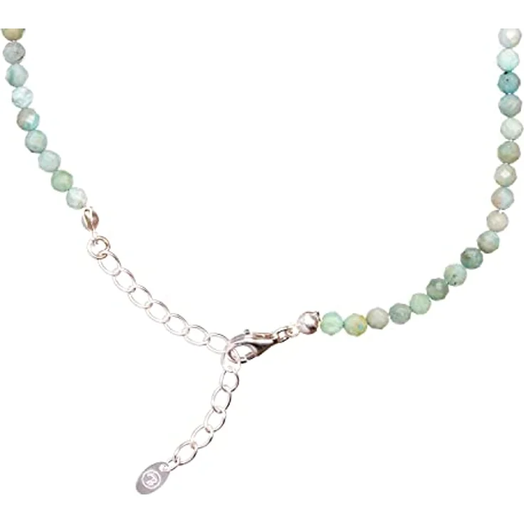BERGERLIN Amazonit Halskette, türkis mit facettierten Perlen und 925 Sterling Silber Verschluss, XS-S (40-45 cm) – Bild 2