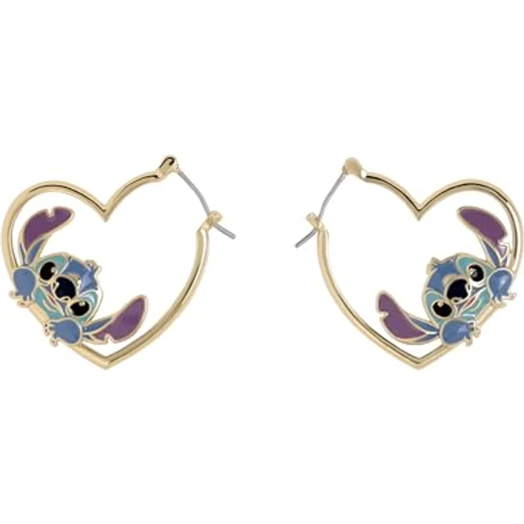 Disney Stitch Love Heart Huggie Ohrringe, Einheitsgröße, vergoldetes Messing, ohne Edelstein, in offizieller Geschenkbox – Bild 1