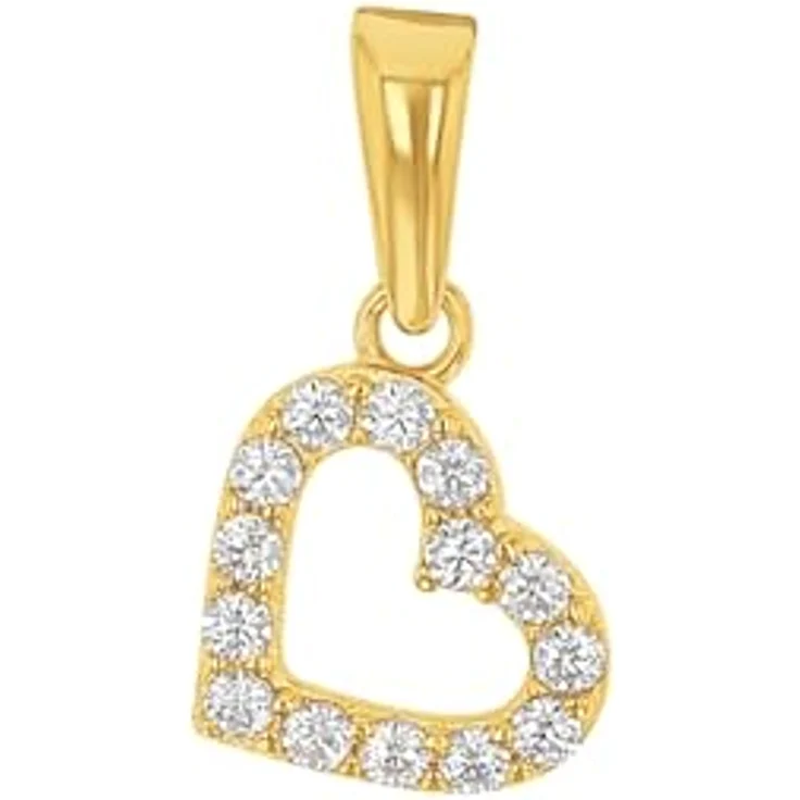 Amor Motivanhänger Herz, 1,4 cm, mit Zirkonia, 375 Gold, in Schmuck Geschenk Box, 2035327 – Bild 1