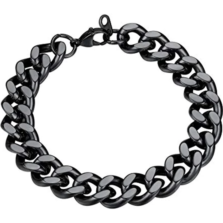 FindChic Herren-Armband, kubanische Armkette 12mm breit, 19cm Silber mit Geschenkbox, robust und elegant – Bild 1