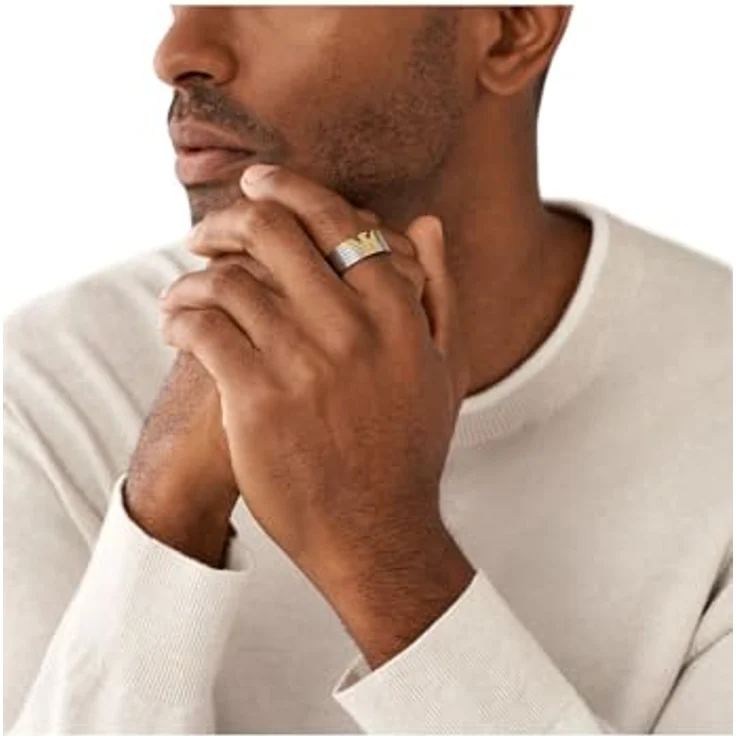 EMPORIO ARMANI Damenring, Zweifarbig, Gebürstet, Größe 10 aus rostfreiem Stahl – Bild 3