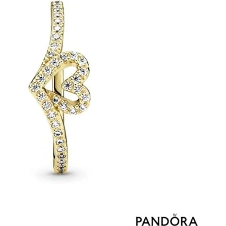 PANDORA SHINE Ring Timeless "Glitzerndes Herz", 14k gelbvergoldet mit Zirkonia, Größe 58 – Bild 4