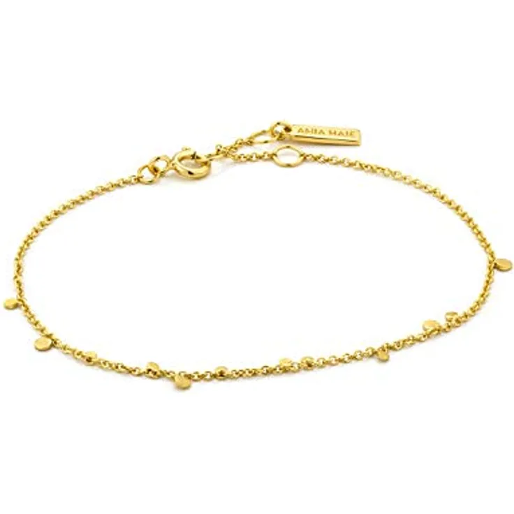 ANIA HAIE GEOMETRY CLASS Mixed Discs Damen Armband, 925 Sterling Silber 14k vergoldet, 16,5 cm + 2 cm Verlängerung, inkl. Geschenkverpackung