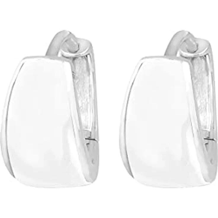 Elli Damen Echtschmuck Ohrringe Creolen, weiße Emaille, Basic Zeitlos, 925 Sterling Silber, hochglanzpoliert, anlaufgeschützt – Bild 1