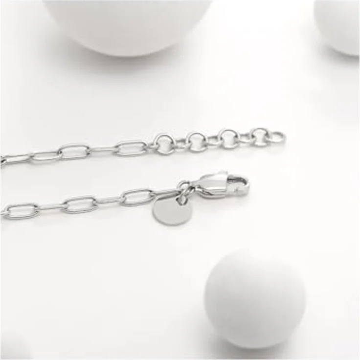 Guido Maria Kretschmer Armband 88994051, silbernes Edelstahlarmband im Paperlink-Stil mit Liebessymbol und weißen Farbsteinen, längenverstellbar – Bild 2