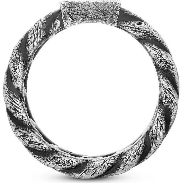 UNSAME Herrenring, 925er Silber mit gebürsteter Oberfläche und geflochtenem Design