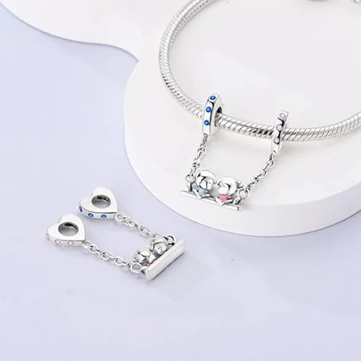 Pandach Damen Charm Anhänger 925 Sterling Silber mit Zirkonia, kompatibel mit europäischen Armbändern und Halsketten – Bild 2
