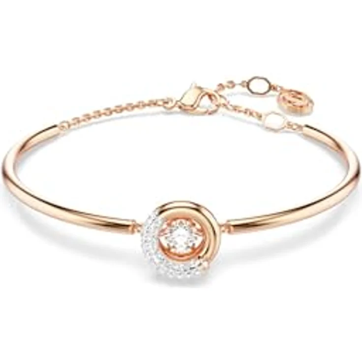 Swarovski Dextera Armreif, Weißes, Rosé Vergoldetes Armband mit Kristallen im Rundschliff und Karabinerverschluss – Bild 1