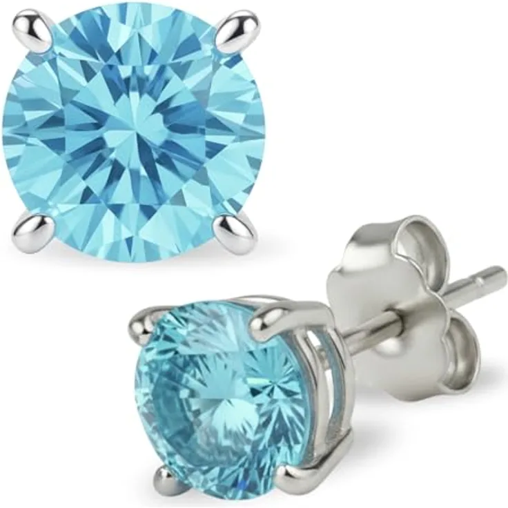 Hannah’s Treasures Ohrstecker Silber 925, Rhodinierte Zirkonia Ohrringe Stecker in Rund, für Damen und Herren