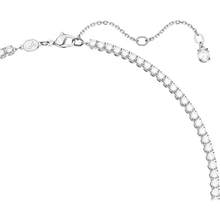Swarovski Tennis Deluxe Halskette, Rund, Weiss, Goldlegierungsschicht, 38-45 cm, rhodiniert mit Kristallen – Bild 3