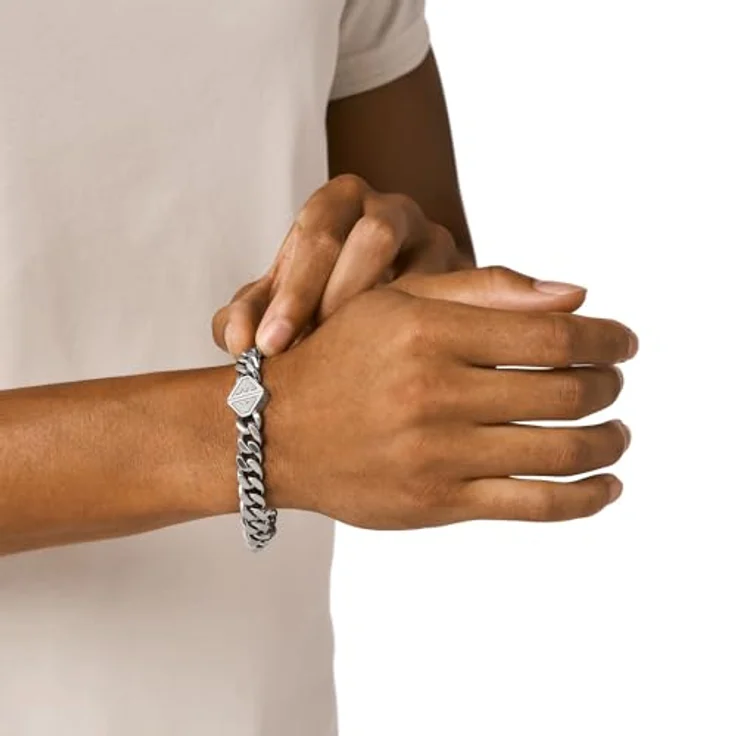 EMPORIO ARMANI Herrenarmband, Edelstahl mit Karabinerverschluss, aschesilber – Bild 2