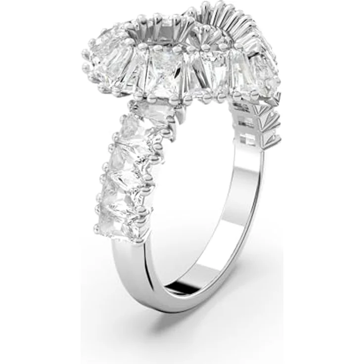 Swarovski Matrix Ring, Rhodiniertes Herz-Design mit Strahlenden Swarovski Kristallen, Ringgröße 50 – Bild 2