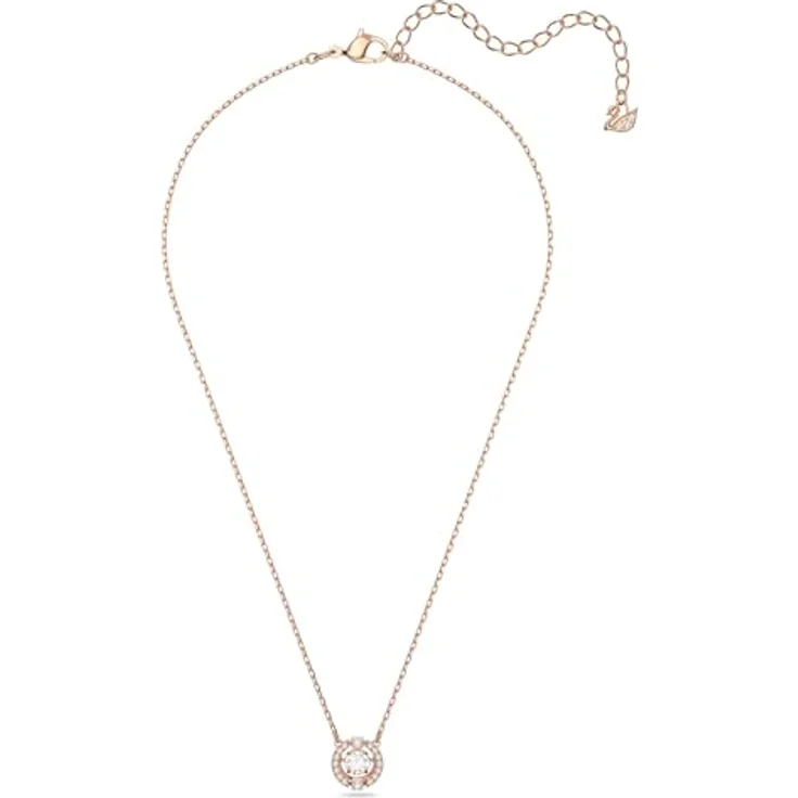 Swarovski Una Halskette, Rund, Weiß, Roségold-Legierungsschicht mit tanzendem Kristall und Kristallpavé – Bild 2