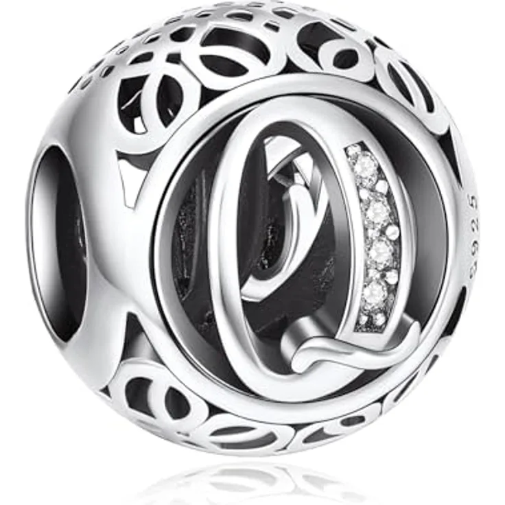 NINGAN Charm-Anhänger, 925 Sterlingsilber, Buchstabe des Alphabets, für europäische Armbänder, kompatibel mit Pandora, hochwertige Emaillierung und Diamant-Technologie