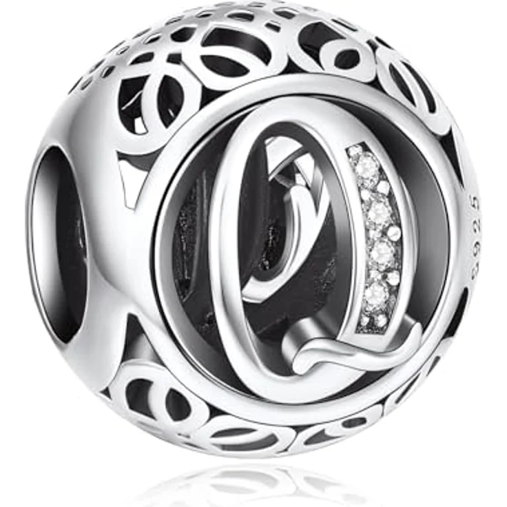 NINGAN Charm-Anhänger, 925 Sterlingsilber, Buchstabe des Alphabets, für europäische Armbänder, kompatibel mit Pandora, hochwertige Emaillierung und Diamant-Technologie