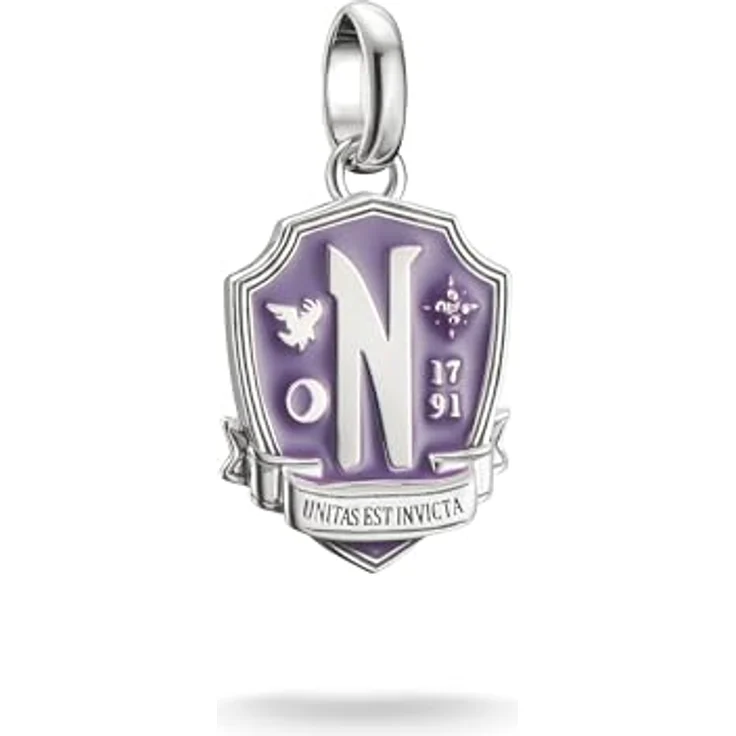 THOMAS SABO Wednesday Nevermore Charm - Connect, Charm-Einhänger mit Zirkonia (synth), aus recyceltem und geschwärztem Silber 925, violette Emaille – Bild 1