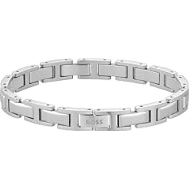 BOSS Jewelry NOLAN Edelstahl Gliederarmband für Herren, 175-190 mm, H-Glieder-Design mit Faltschließe, hypoallergen – Bild 1