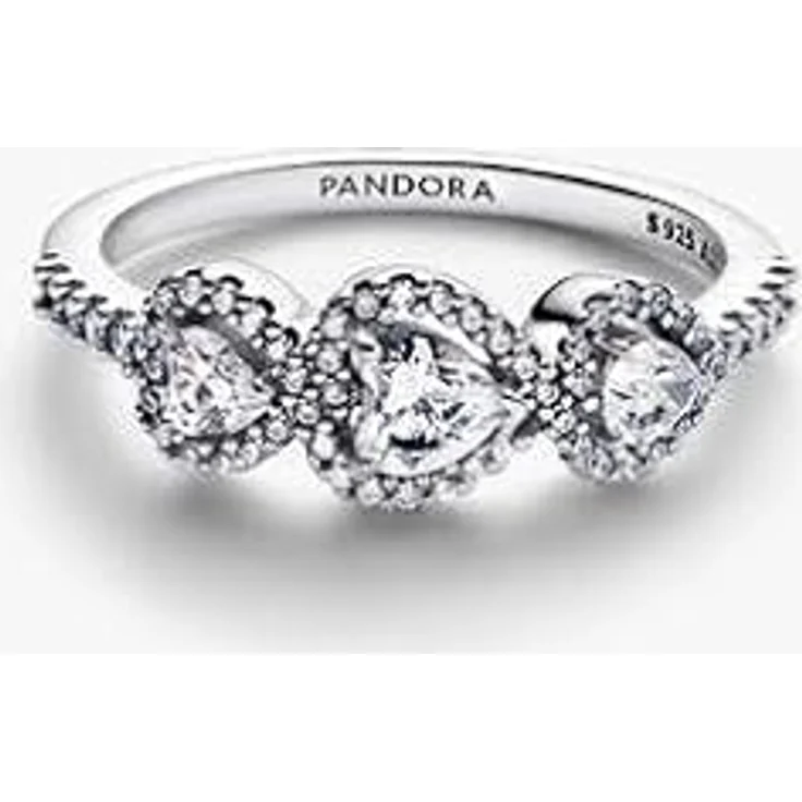 PANDORA Timeless Strahlenkranz Herz Trilogie Ring aus Sterling Silber mit Zirkonia, Größe: 52, Handgefertigt für höchste Qualität – Bild 2