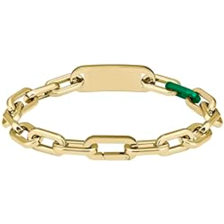 Lacoste Herren Gliederarmband CREW, Edelstahl mit gravierter Plakette in grün, Silber oder Gold, 190 mm – Bild 4