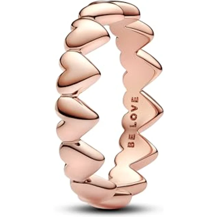 PANDORA Moments Herz-Ring, aus Sterling Silber mit rosévergoldeter Metalllegierung, Größe 52, 183427C00-52 – Bild 1