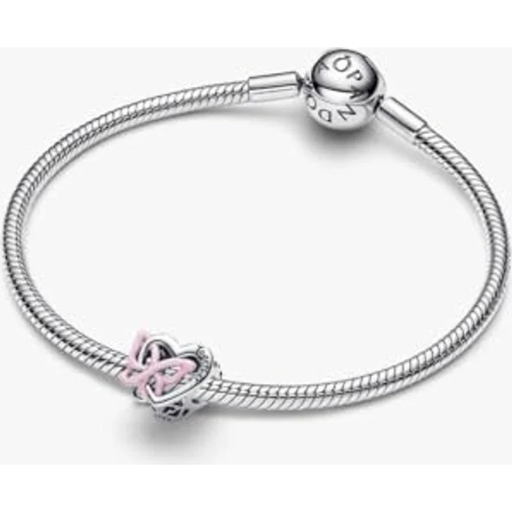 PANDORA Charm Verschlungenes Herz und Schmetterling Anhänger, 925 Sterling Silber mit rosa Emaille und Gravur „Zusammen Wir haben alles“, kompatibel mit Moments, 794475C01 – Bild 3