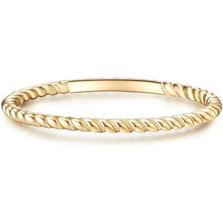 GLANZSTÜCKE MÜNCHEN Damen-Ring 925/- Sterling Silber gelbvergoldet, gedrehter Steckring mit filigraner Ringschiene, perfekt für Stapellooks