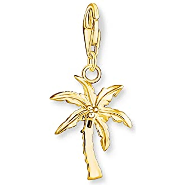 THOMAS SABO Charm-Anhänger bunte Palme aus 925er Sterlingsilber mit 750er Gelbgold-Vergoldung, 29 x 14 mm, farbige Steine – Bild 2