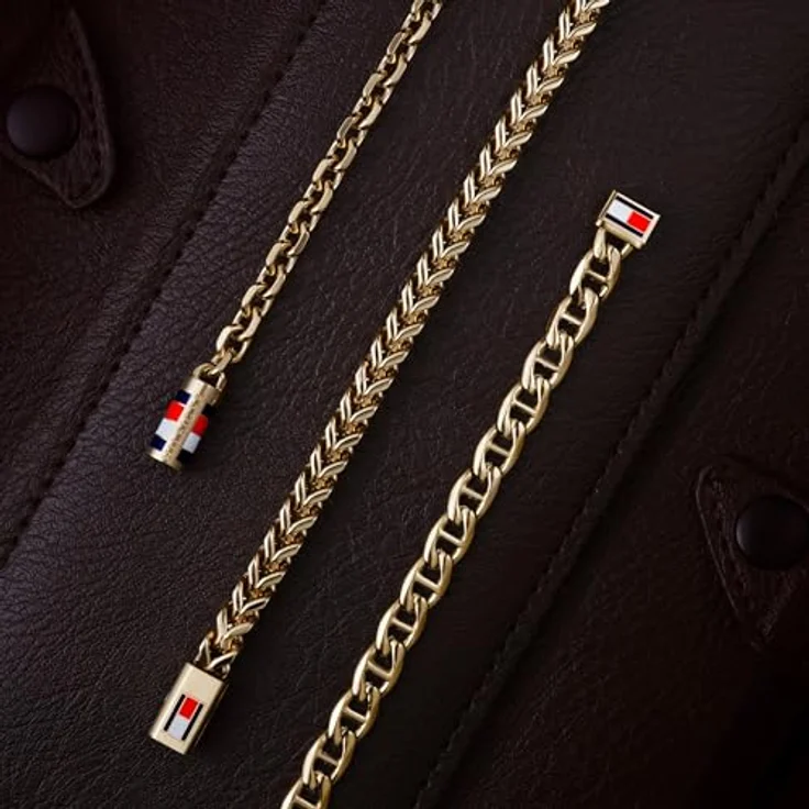 Tommy Hilfiger Gliederarmband für Herren, Gelbgold, 19 cm, hochwertiger Edelstahl mit Magnetverschluss und emailliertem Detail – Bild 4