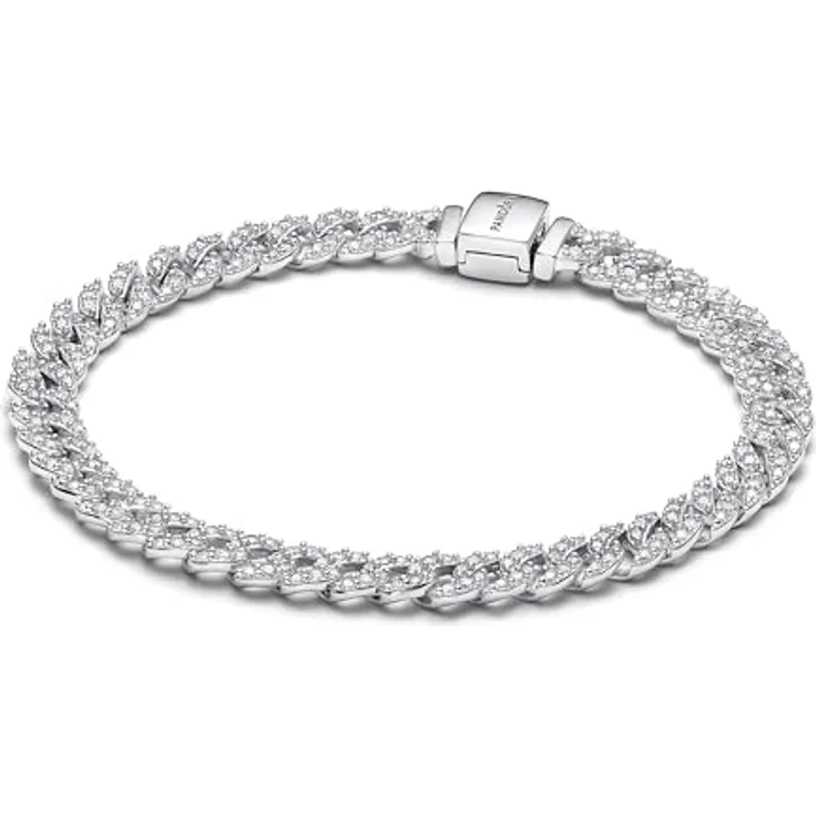 PANDORA Timeless Pavé Gliederarmband aus Sterling-Silber mit Cubic Zirkonia, 20 cm, Timeless Kollektion
