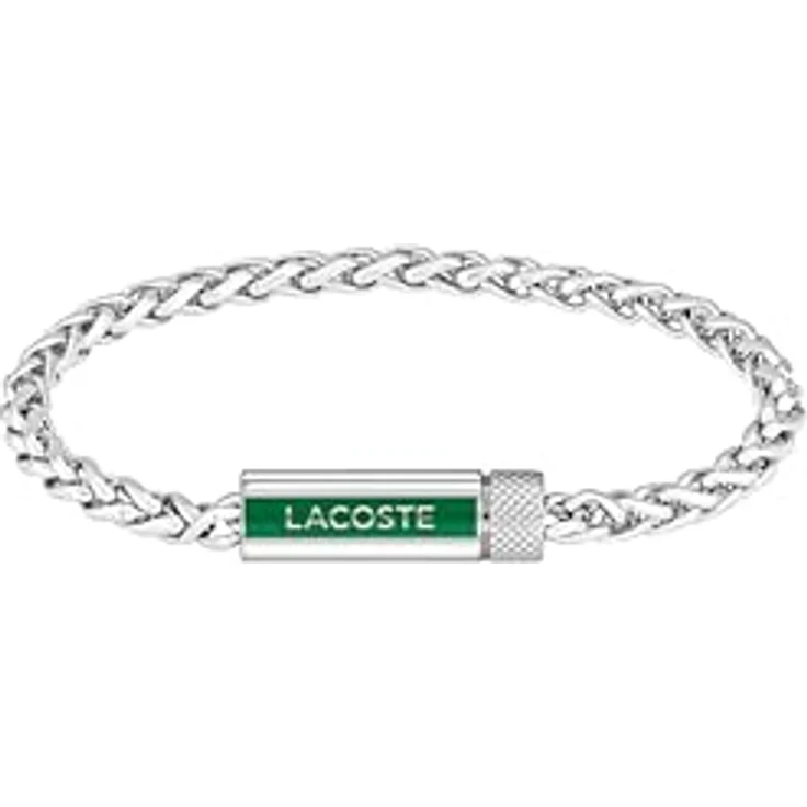 Lacoste Gliederarmband Herrenkollektion SPELT aus Edelstahl mit verstellbarem Magnetverschluss, 190-222 mm, grünes Logo – Bild 1