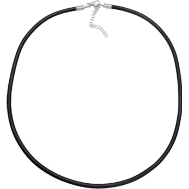 Nenalina Damen Kautschuk Halskette, schwarzes Kautschukband 42 cm + 5 cm Verlängerung mit Karabiner aus 925 Sterling Silber – Bild 3