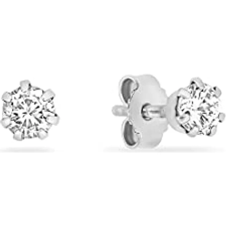 FAVS Unisex-Ohrstecker 925er Silber mit 2 Zirkonia, klassisches Design, 0,4 cm