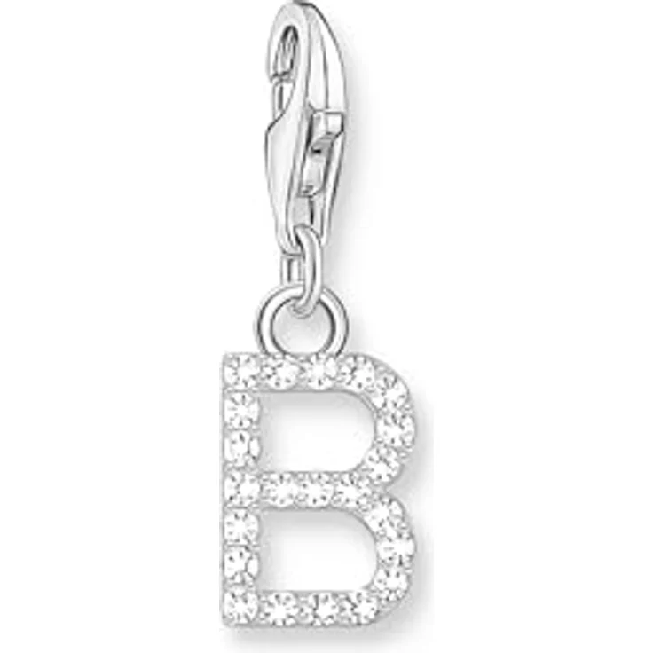 THOMAS SABO Charm-Anhänger Buchstabe B, 925 Sterlingsilber mit weißen Steinen, für Charm Armbänder und Ketten – Bild 1