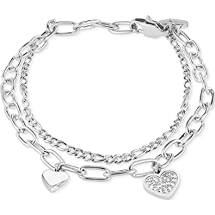 Guido Maria Kretschmer Damen-Armband Edelstahl mit 20 Zirkonia, One Size, Silber, 17 cm + 3 cm Verlängerung – Bild 1