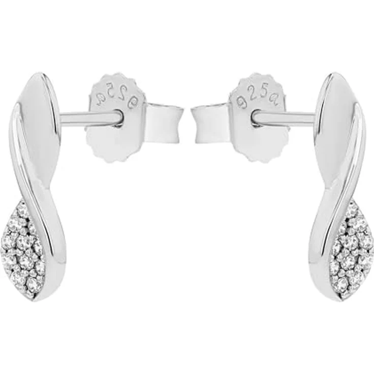 Amor Ohrstecker für Damen, Sterling Silber 925 mit Zirkonia, 14 mm, silber, Schmuck Geschenkbox, 2100168 – Bild 5