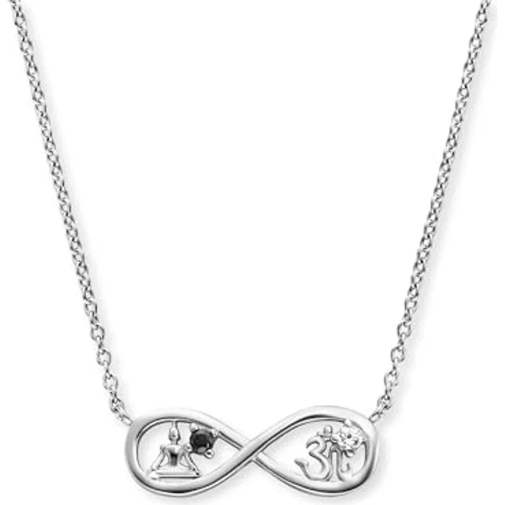 Engelsrufer Damen Halskette Infinity aus 925er Sterling Silber, Zirkonia Steine, verstellbare Länge 40+4 cm, rhodiniert – Bild 1