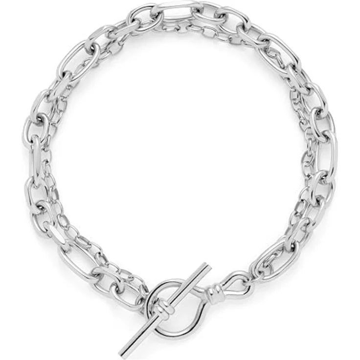 JEWELS BY LEONARDO Armband Elisabeth, doppelreihige Arm-Kette aus silberfarbenem Edelstahl mit geschliffener Ankerkette, 19 cm, Allergikerfreundlich, Geschenk für Frauen – Bild 1