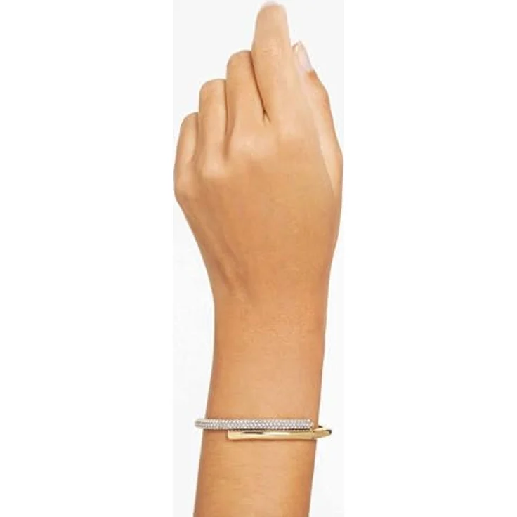 Swarovski Dextera Armreif, Vergoldetes Damenarmband mit Klarem Pavé, Magnetverschluss – Bild 5