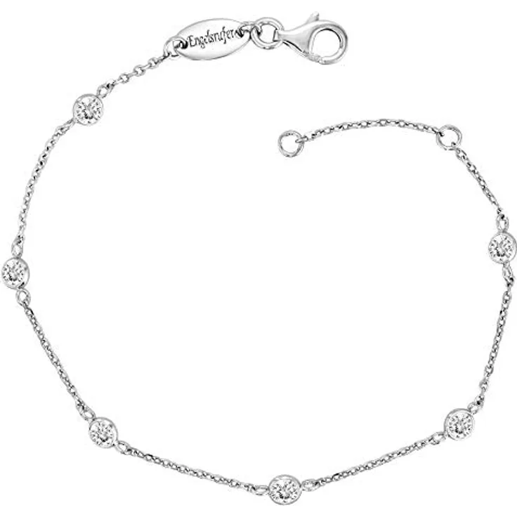 Engelsrufer Damen Armband ERB-LILMOON-ZI, Sterling Silber mit 6 Zirkonia Steinen, verstellbar von 17 cm bis 20 cm, Karabinerverschluss, nickelfrei