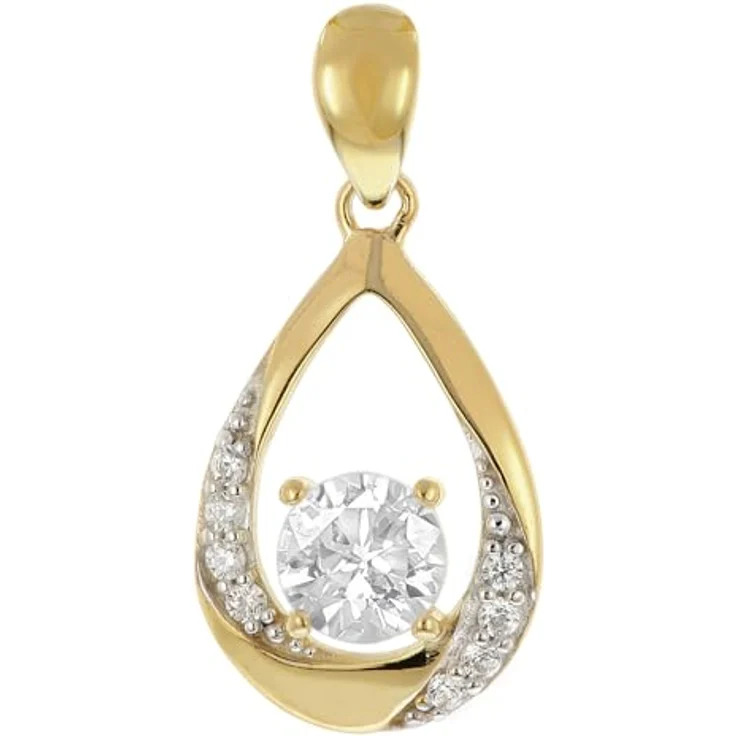 trendor Damen Gold Anhänger 333 mit Zirkonia, tropfenförmig an vergoldeter Silberkette 45 cm, elegantes Schmuckstück mit funkelnder Verzierung – Bild 2
