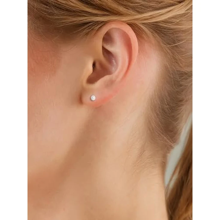 Glanzstücke München Damen Ohrstecker, 925/- Sterling Silber rhodiniert mit weißen Zirkonia, glamouröses Design, 4,1 mm Höhe – Bild 3